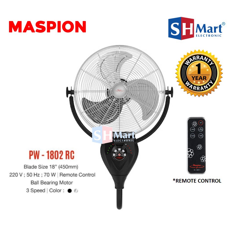 Maspion Kipas Angin Dinding Wall Fan 18 INCH PW-1802RC / PW1802RC Power Fan Remote (Medan)