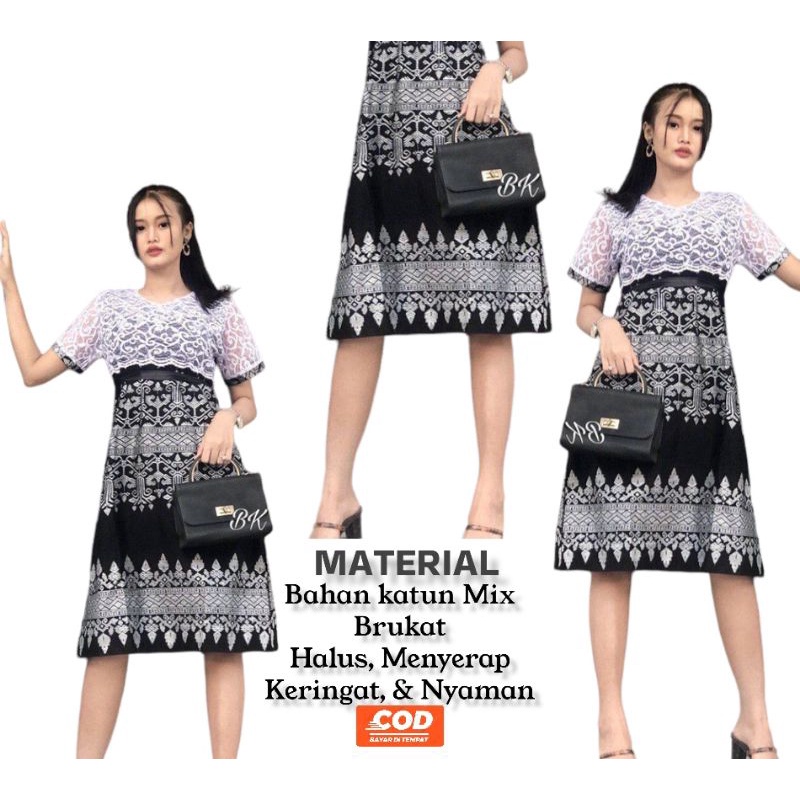 (NEW) DRESS BROKAT ANJANI SILVER GAUN KONDANGAN / DRESS KONDANGAN / DRESS TENUN / ATASAN TENUN || DRESS KEKINIAN