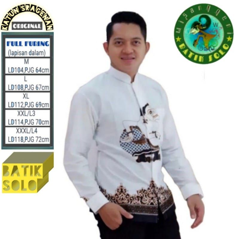 baju kemeja batik pria lengan panjang pendek atasan cowok modern motif wayang semar
