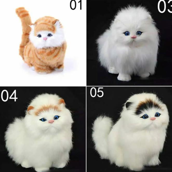 Boneka Kucing Simulasi 3D Mirip Seperti Kucing Asli Bersuara Meong
