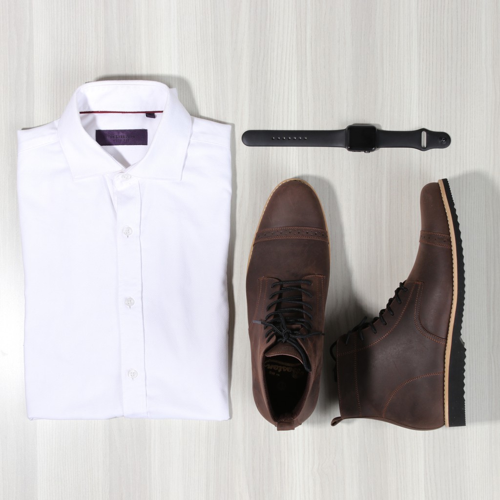 Sepatu boot pria kulit asli sepatu pantofel sepatu kerja sepatu kantor model Thiago