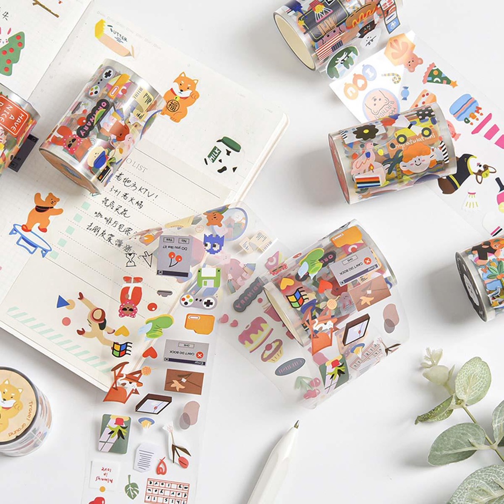 Lanfy Tape Perekat Kawaii Gadis Kantor Sekolah Global Travel Stationery Diary Stiker