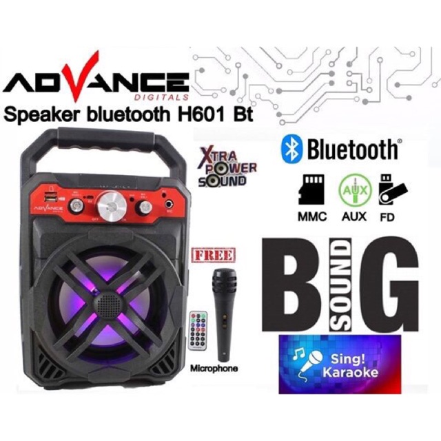 Advance Speaker Portable Bluetooth H-601 BT with Microphone karaoke mic smule