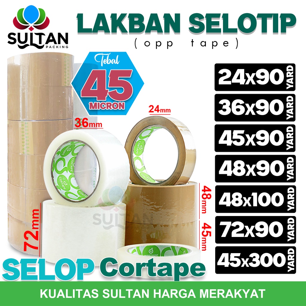 

Lakban Isolasi Selotip Plakban OPP Tape CORTAPE TERMURAH Varian / SELOP