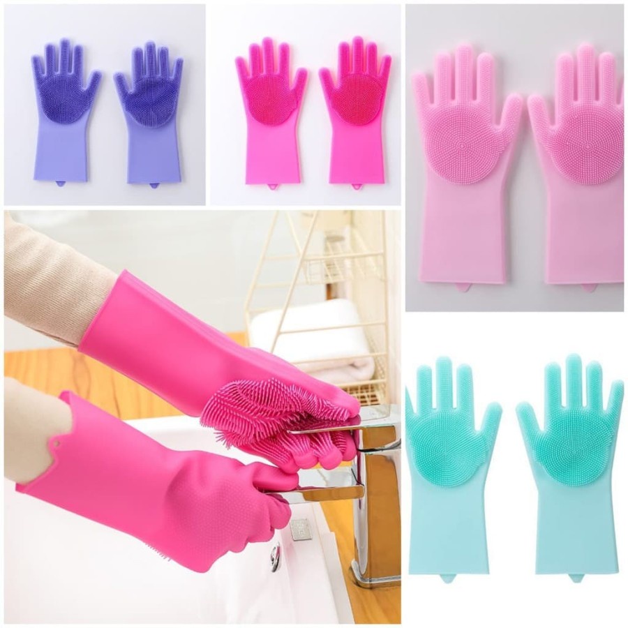 Sarung Tangan Cuci Piring Magic Silicone Cleaning Gloves Anti Panas