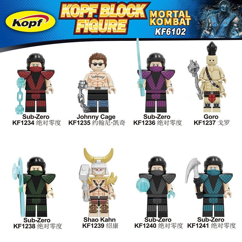 KF6102 Minifigure Mortal Kombat Sub Zero Johnny Cage Goro Shao Kahn
