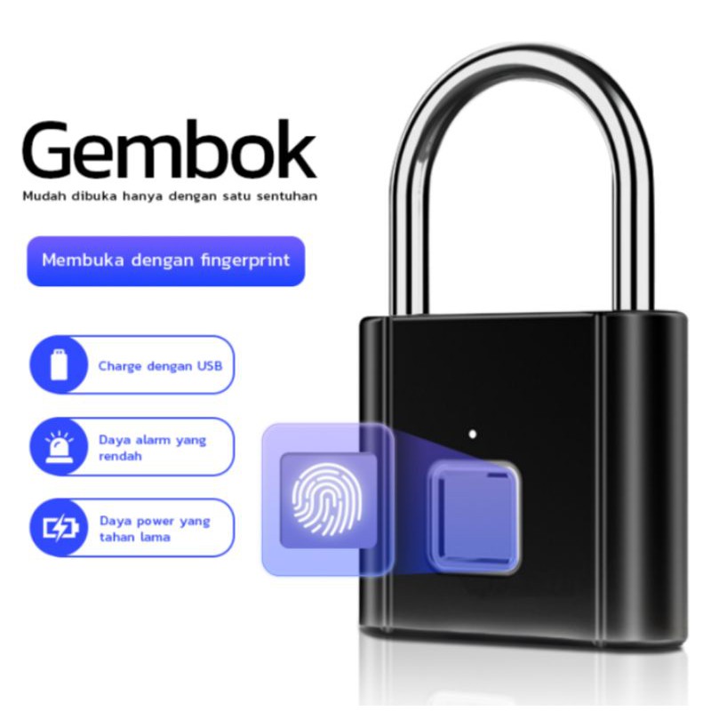  kunci  gembok  sidik jari Smart Fingerprint Padlock Security 