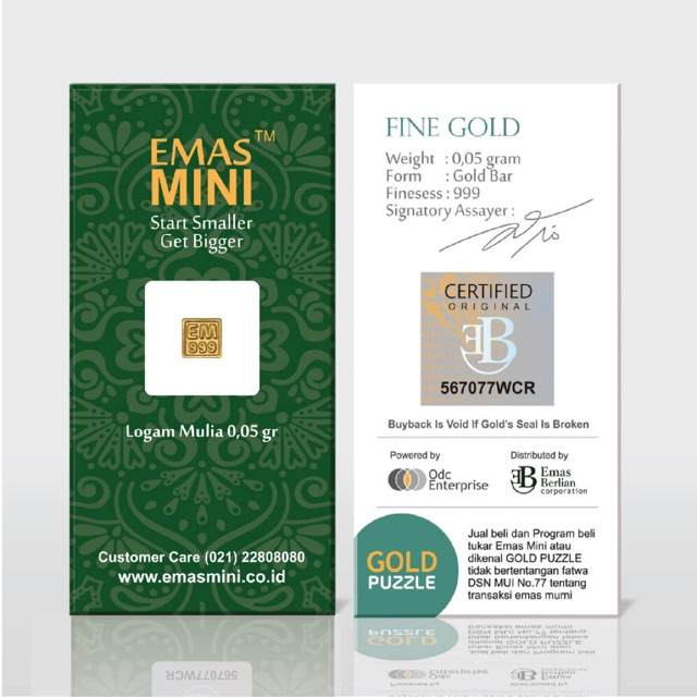 Emas Mini 0,05 gram / emas batangan / logam mulia