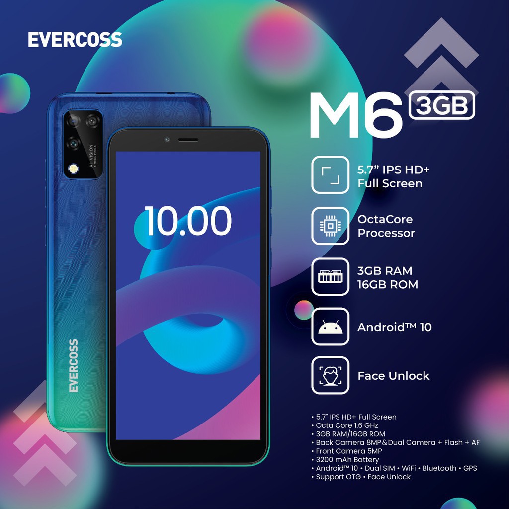 Evercoss M6 3/16 Ram 3GB Internal 16GB Garansi Resmi