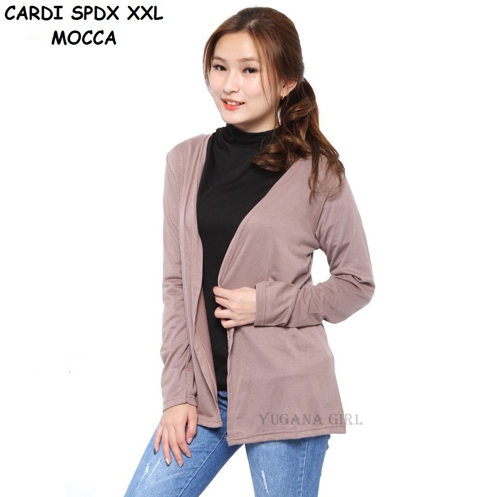 YUGANA - CRSPX Cardigan Wanita Cardigan Spandex Cardigan Polos Jumbo Lengan Panjang Murah Kekinian-2