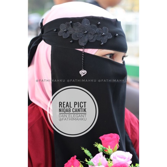 promo Niqab Terbaru/Niqab Bunga Liontin/Cadar Siffon Murah