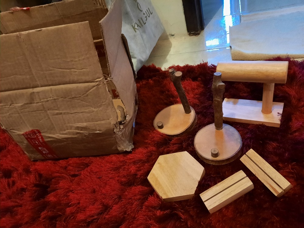 Hexagonal Wood Coasters Tatakan Gelas Kayu Alami Segi Enam Unik Antik