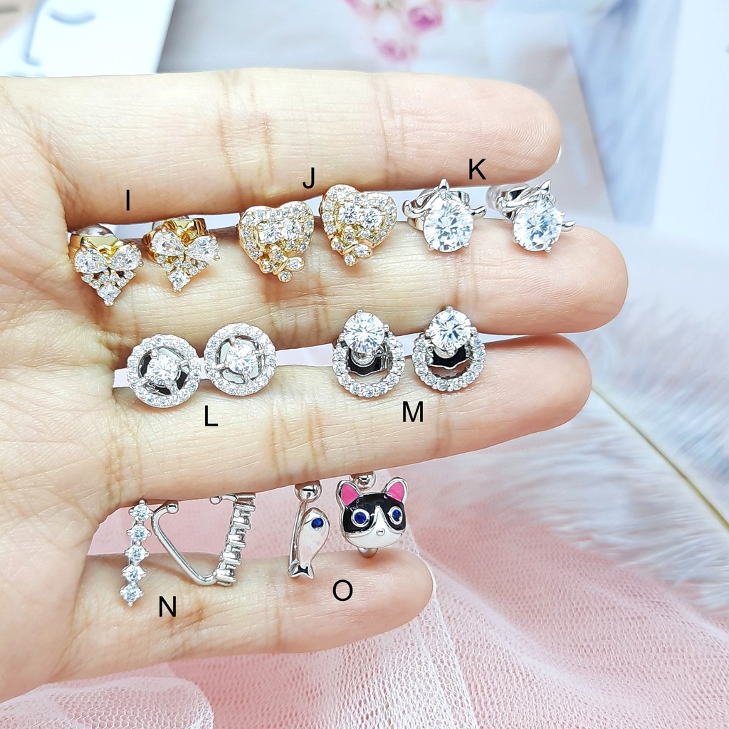 Anting Premium Anti Karat Jepit Tanpa Tindik Xuping Asli Lapis Emas Putih Silver Daun Telinga - BE211