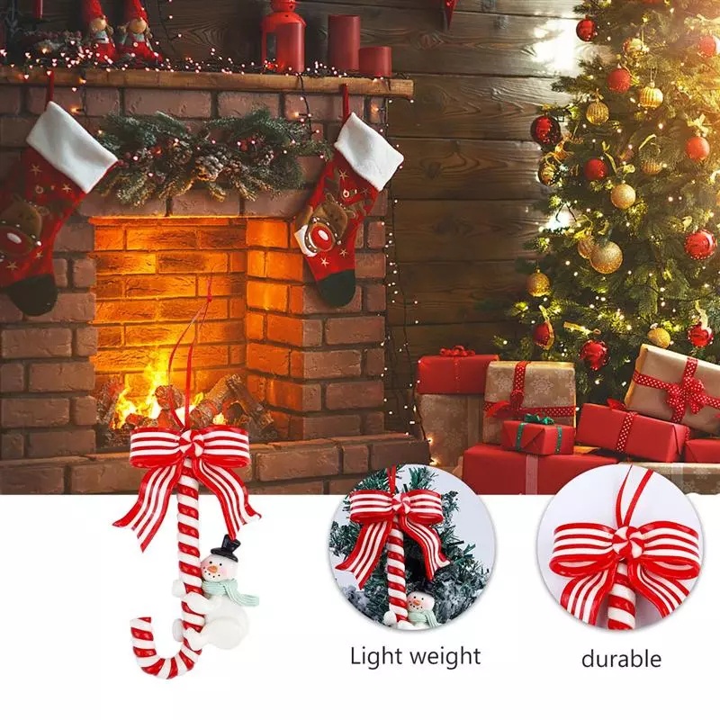 [Christmas Products] Xmas Tree Santa Snowman Emulational Candy Cane Ornament For New Years