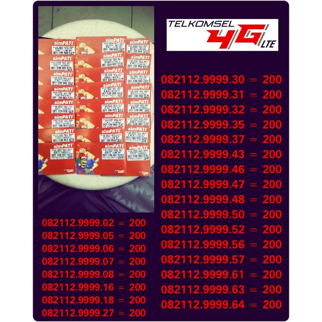 Nomor Cantik Telkomsel 9999 Rapi Hoki 4GLTE