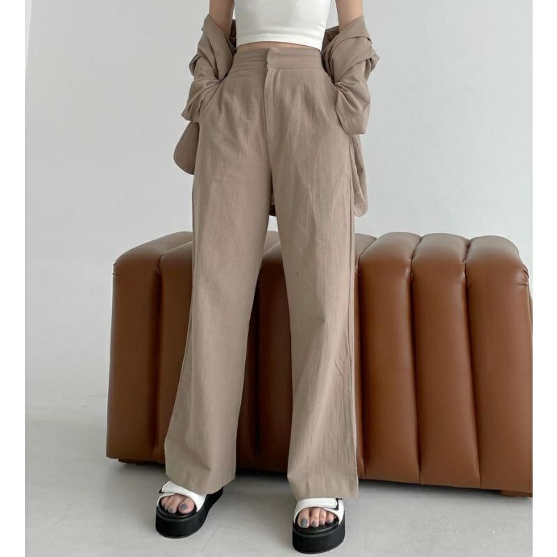 Kulot Linen Import Highwaist -Melysa - Cullote Pants | Wide Leg Cullotes | Celana Kulot Wanita