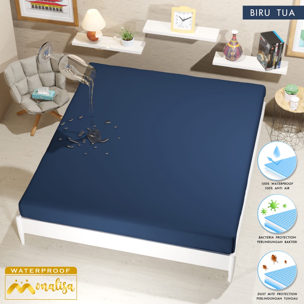 RC Sprei Monalisa Waterproof QUEEN T.20 Uk. 160x200 cm Tanpa sarban+sargul-BT21 NIGHT BLUE 160