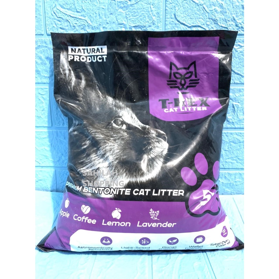 PASIR KUCING GUMPAL WANGI PREMIUM BENTONITE ISI 5 LITER T - REX