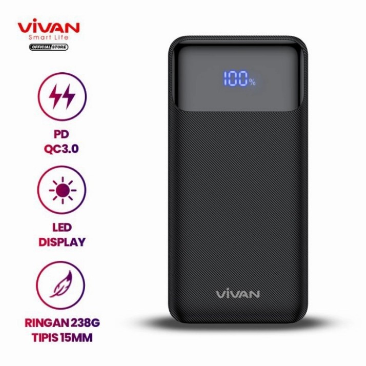 VIVAN POWER BANK IPHONE 12 20W 10.000MAH QUICK CHARGER LED DISPLAY VPB X10