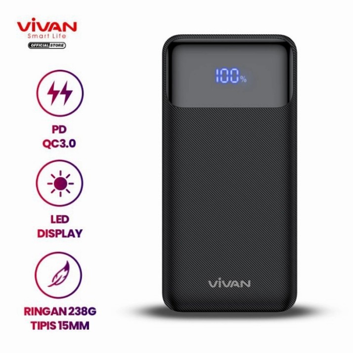 VIVAN POWER BANK IPHONE 12 20W 10.000MAH QUICK CHARGER LED DISPLAY VPB X10