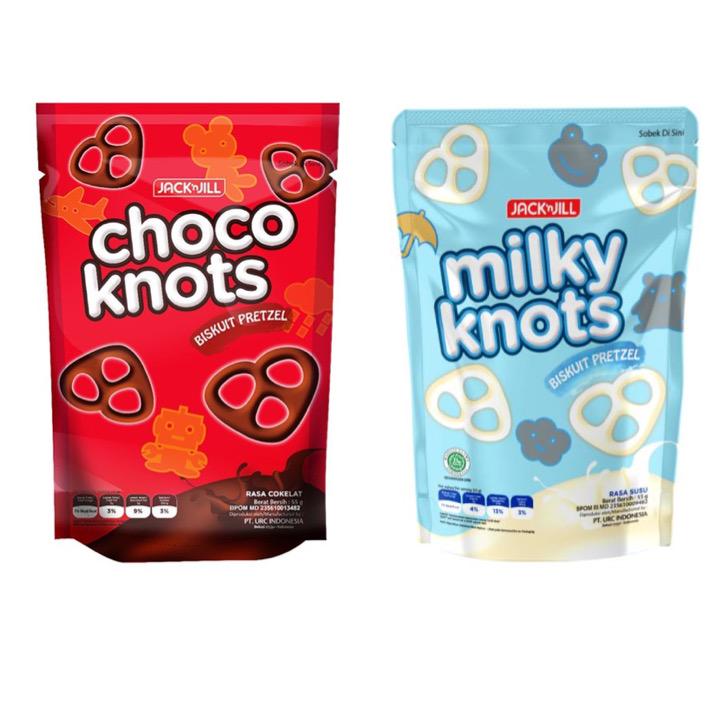 Choco Knots Biskuit Pretzel 54 gr + Milky Knots Biskuit Pretzel 55 gr