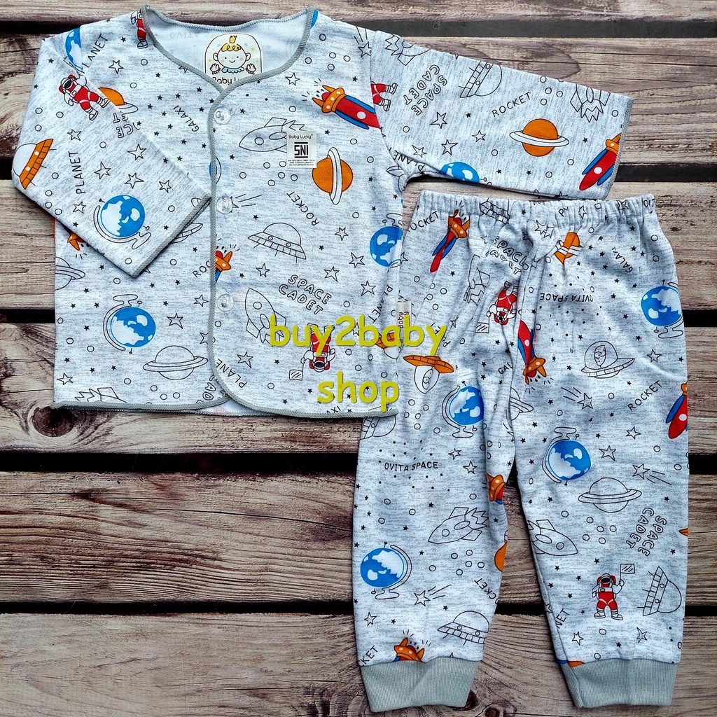 Baju bayi setelan piyama panjang BABY LUCKY usia Newborn 0-3 Bulan 1 PCS