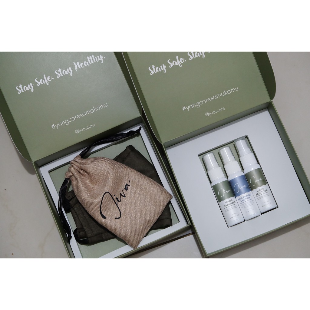 Jiva Gift Box Set | Souvenir Hampers | Hand Sanitizer | Masker | Pouch