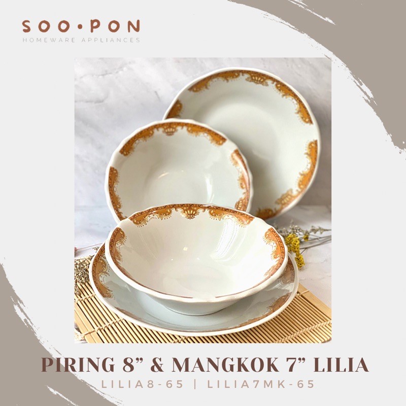 Piring Makan 8 inch Mangkok Keramik 7 inch Lilia