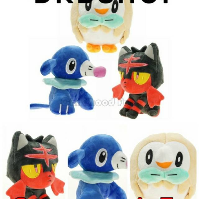 Boneka Pokemon Gen 7 Rowlet Litten Popplio Pokemon Figure Pikacnu