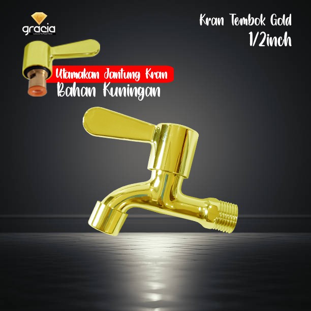 Kran Air 1/2 Inch Gold / Keran Tembok / Kran Taman Tembok 1/2inch Gold / Kran Gold / Kran Tembok 1/2 inch