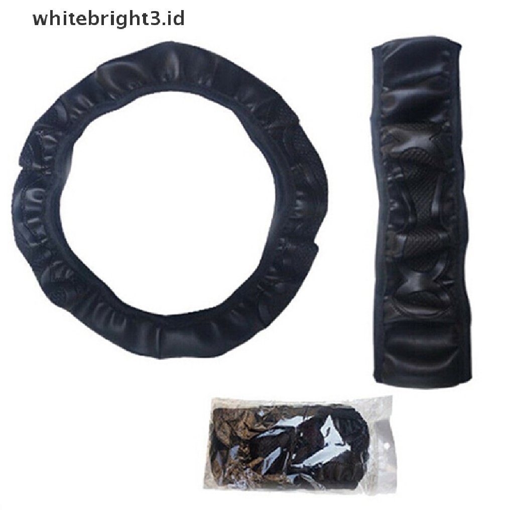 {whitebright3.id} Universal Auto Car Steering Wheel Cover Leather Breathable Anti-slip 38cm ,