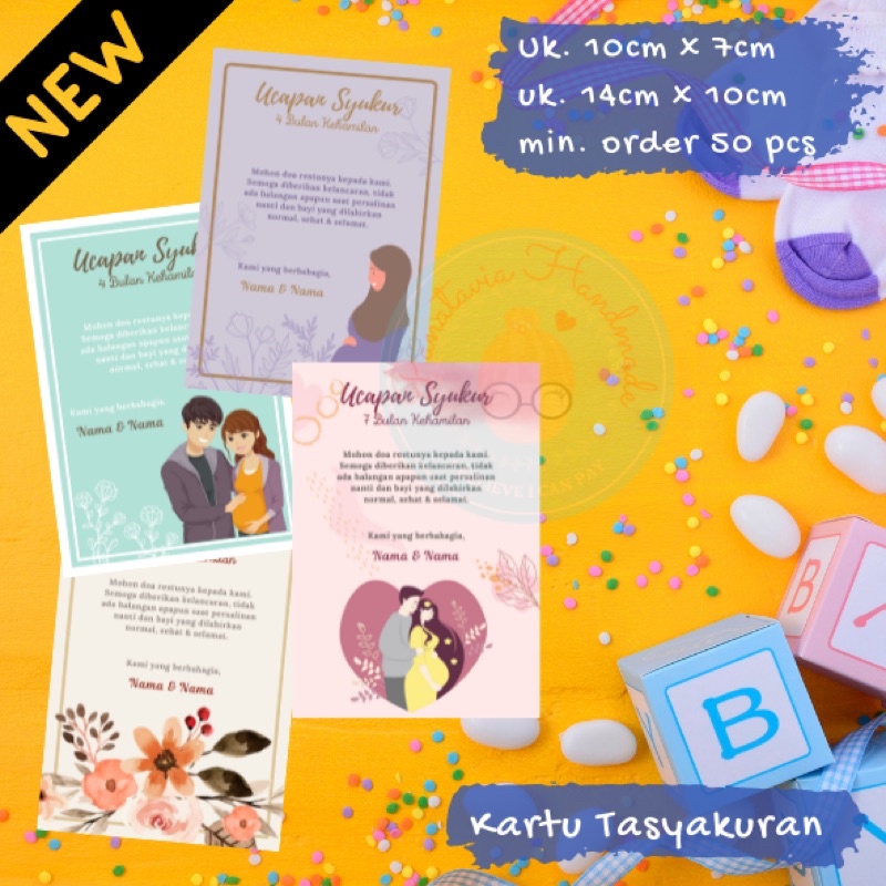 Kartu Tasyakuran Kehamilan & Stiker Tasyakuran Kehamilan | 7 atau 4 Bulanan | Tahan Air dan cuaca-1