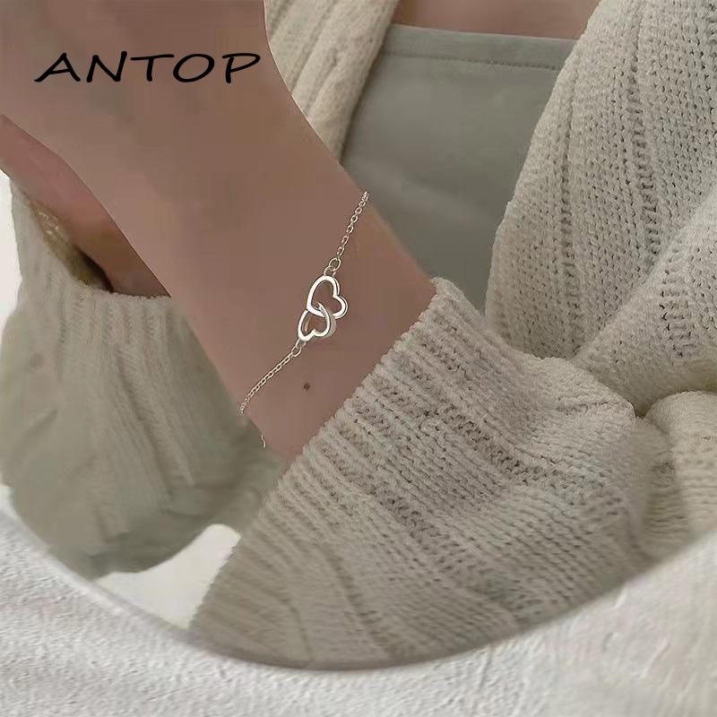 Gelang Bentuk Hati Ganda Untuk Perhiasan Wanita