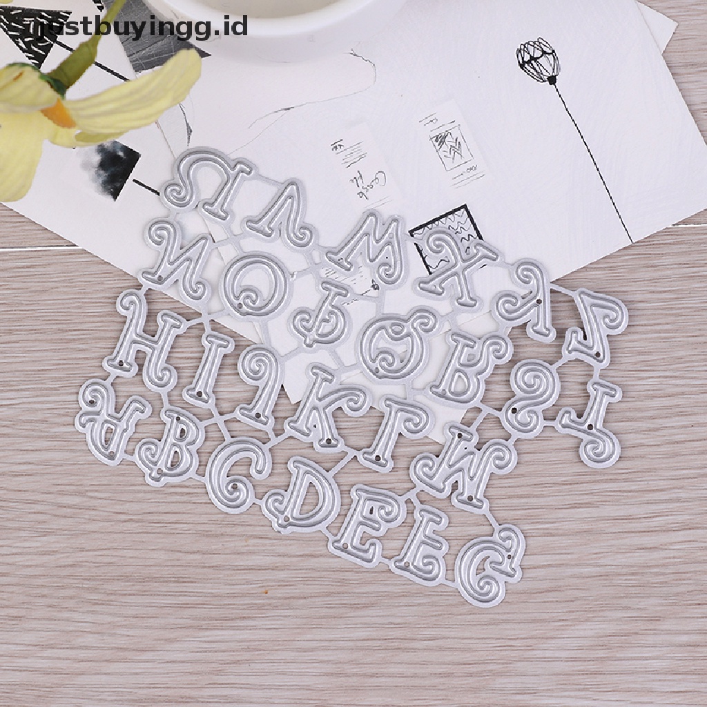 1 Set Cetakan Stensil Cutting Dies Motif Alfabet Bahan Metal Untuk Scrapbook / Craft Diy