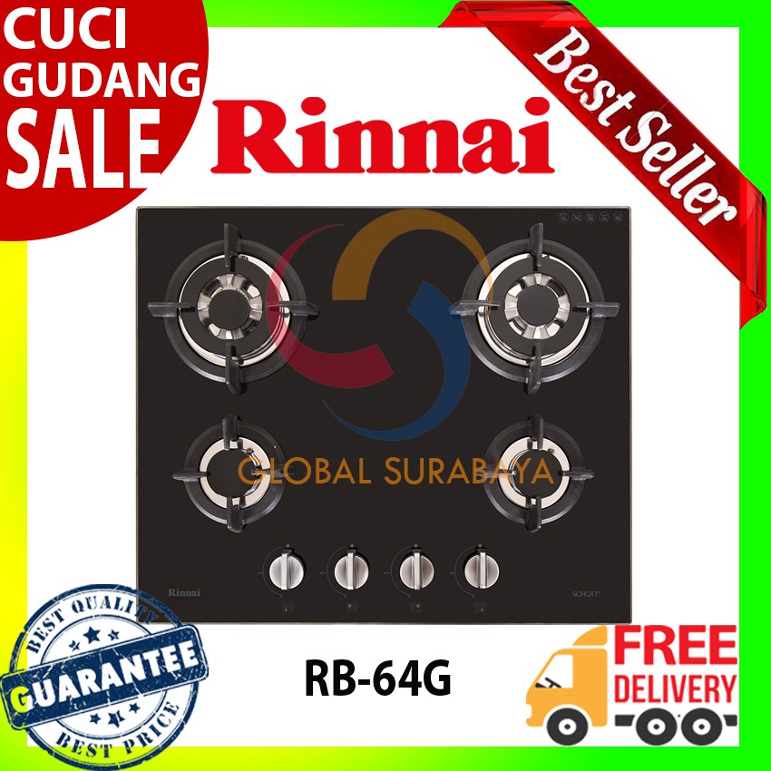 Kompor Tanam Gas Rinnai 4 Tungku - RB 64G