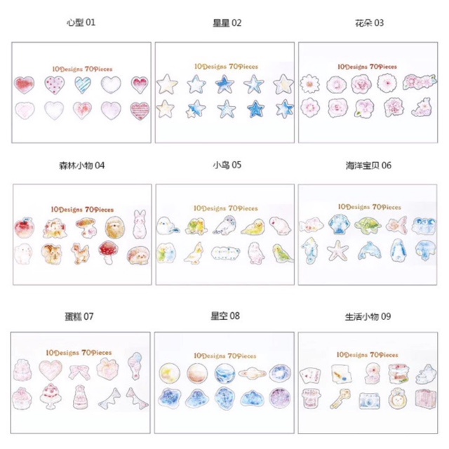 

STIKER AESTHETIC lucu kertas 1pack isi 70pcs