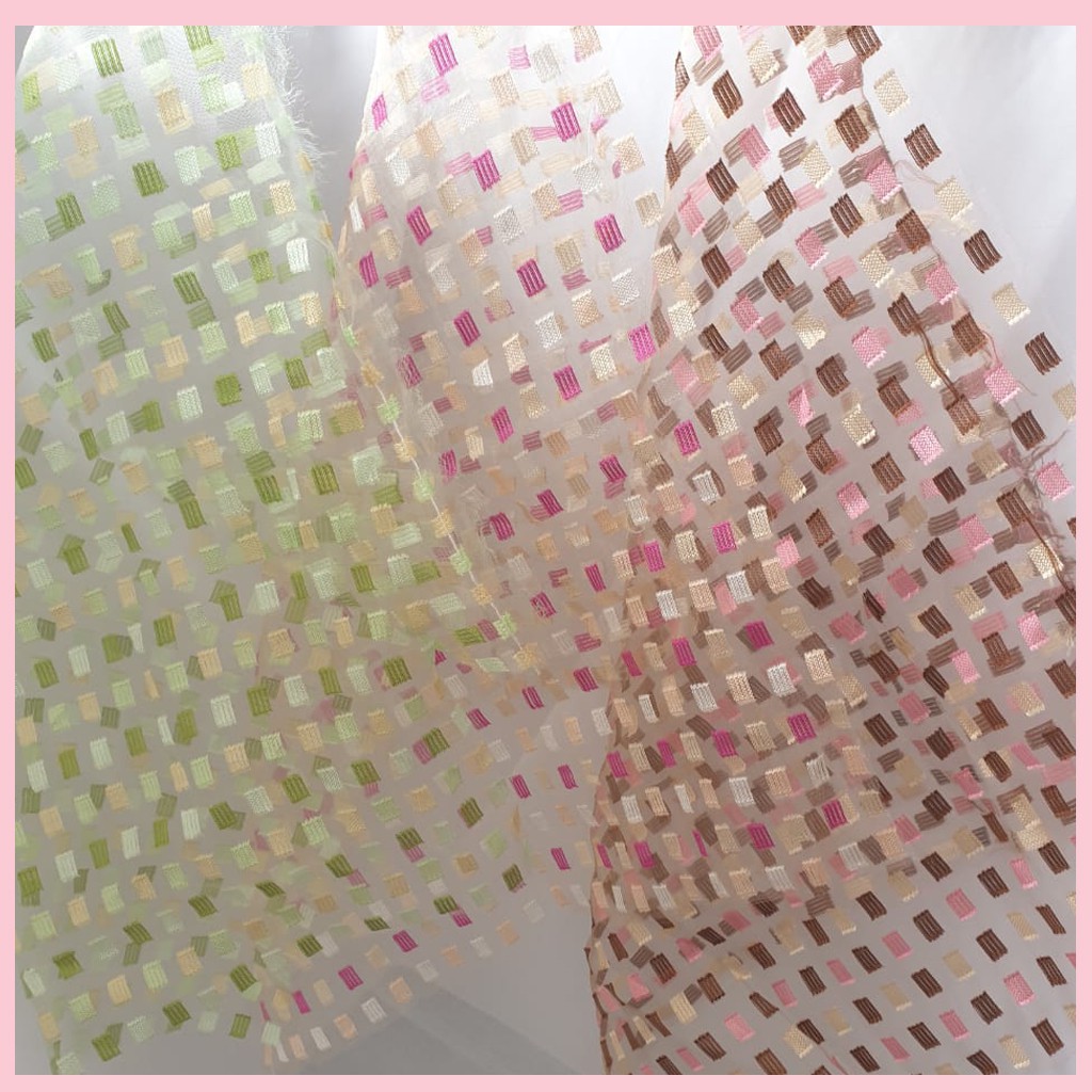 [GROSIR PER ROLL] Kain organdi Kotak motif kotak souvenir aksesoris background backdrop kain dekoras