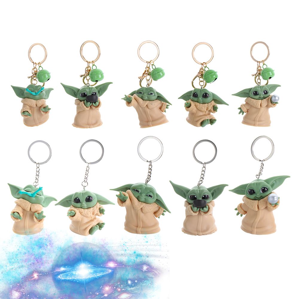 TOP Cute Baby Yoda Keychain Glue Pendant Anime Star Wars Accessories Doll Drops Cartoon Car Keyring Satchel Key Chain