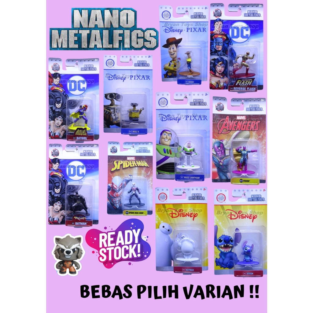 Jada Nano Metalfigs Seri Marvel Avengers Spiderman DC Disney Halo Bebas Pilih Varian Murah Original