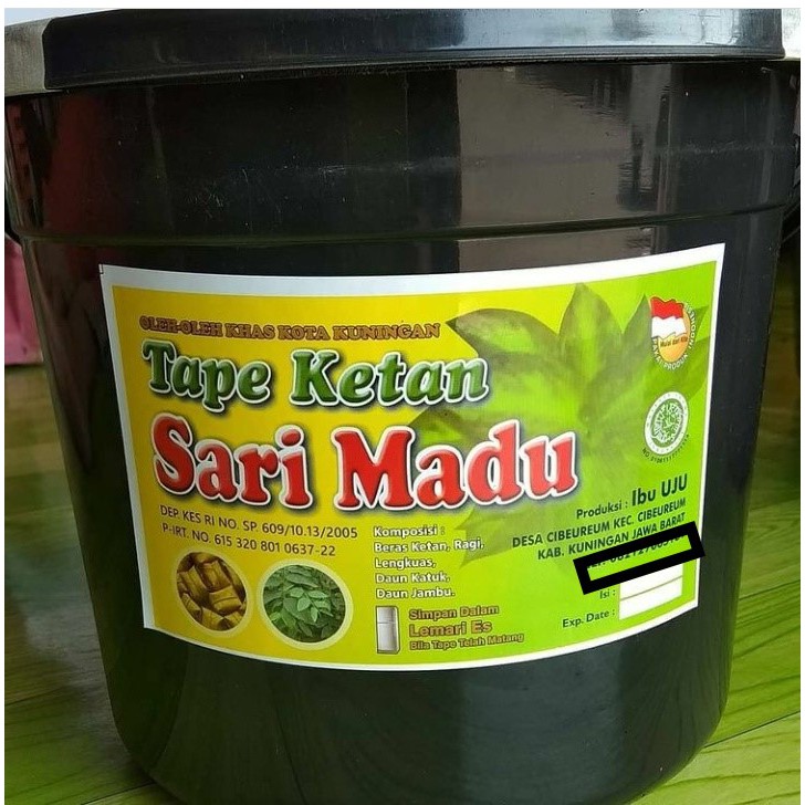 Tape/peuyeum ketan ember  sari madu isi100 pcs khas kuningan