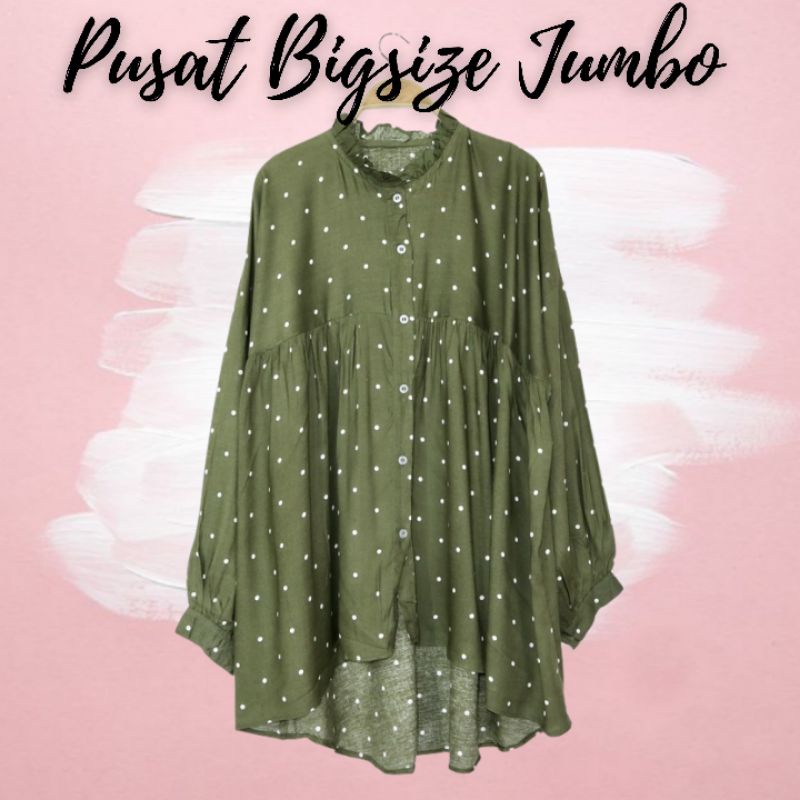 LD 135 - ATASAN KEMEJA JUMBO KANCING FULL XTRA SUPER JUMBO ZAHR Polkadot 2XL 3XL KD 4XL KANTOR LENGA