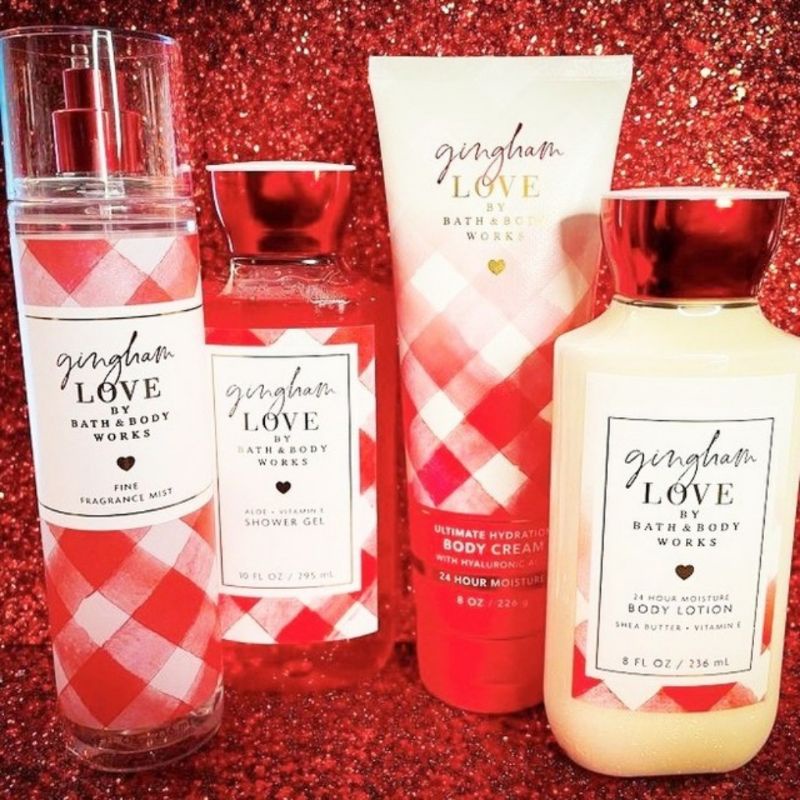 BATH &amp; BODY WORKS BBW GINGHAM LOVE SERIES BODY MIST LOTION MIST LOTION SHOWER GEL BODY CREAM HAND CREAM SHOWER GEL BODY CREAM LOTION MIST WASH WALLFLOWER ROOMSPRAY SCENTPORTABLE GENTLE GEL DEEP CLEANSING GENTLE FOAMING CREAMY LUXE