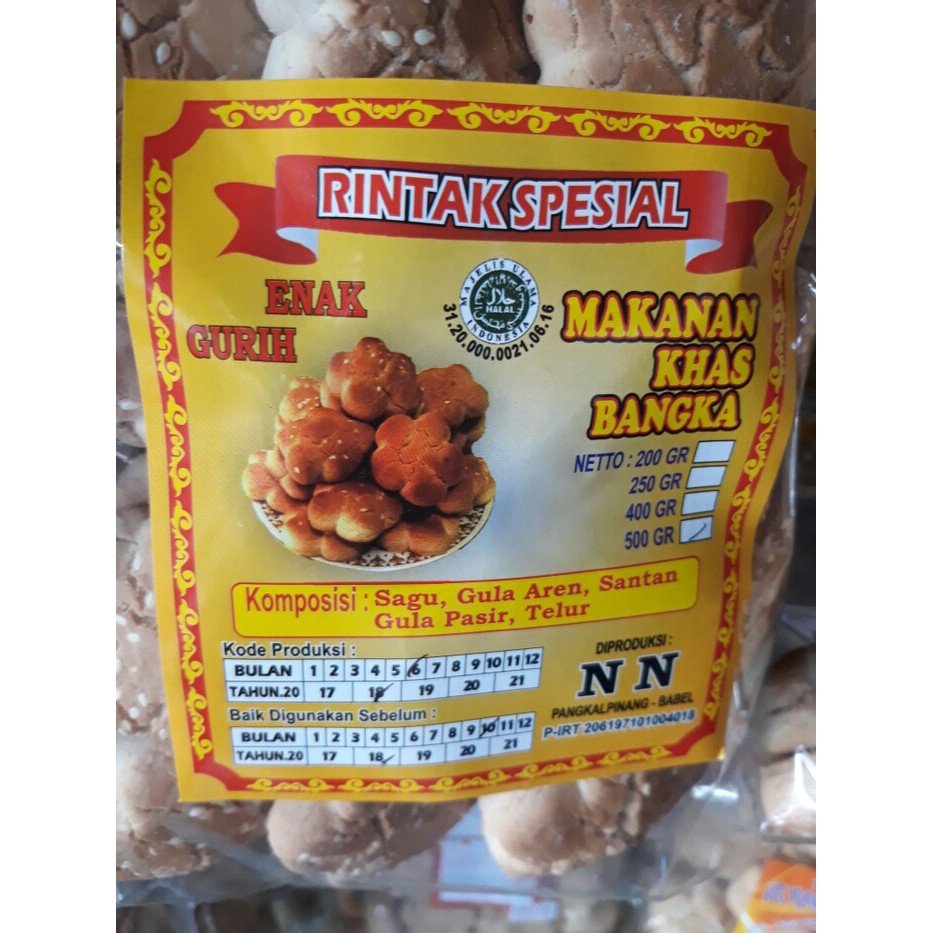 

Kue Rintak / Kue Bangkit Spesial Cap NN Asli Bangka 500 gram SB006