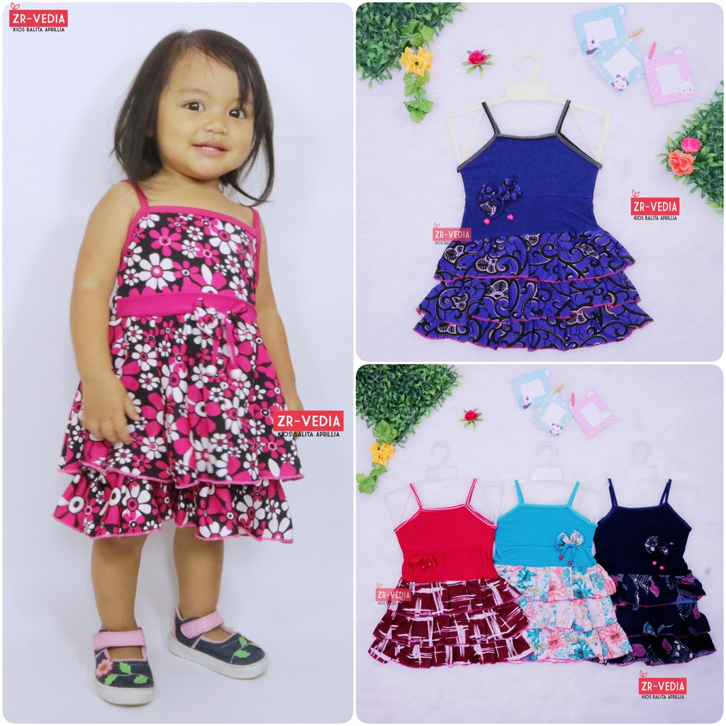 Dress Valerie uk 3-4 tahun / Dress Tanktop Baju Anak Perempuan Adem Kaos Dres Murah Pakaian Pesta