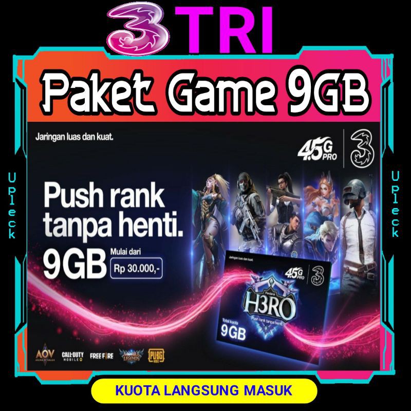 Paket Tri Data Game 9gb 9 Gb Untuk Game Terpopuler Di Indonesia Harga Murah Shopee Indonesia