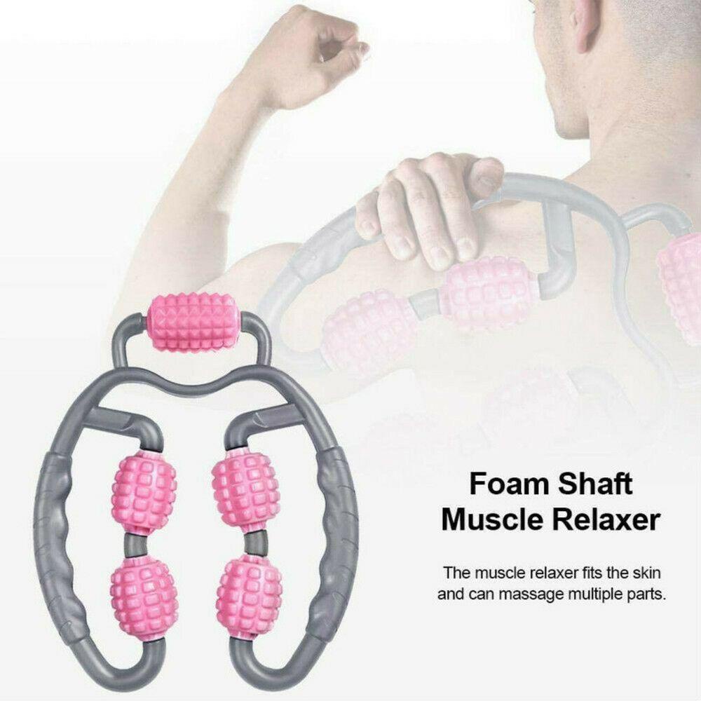 Muscle Relaxer Massage Roller Leg Clamp 5 Wheels Neck Waist Massage Stick Yoga Fitness