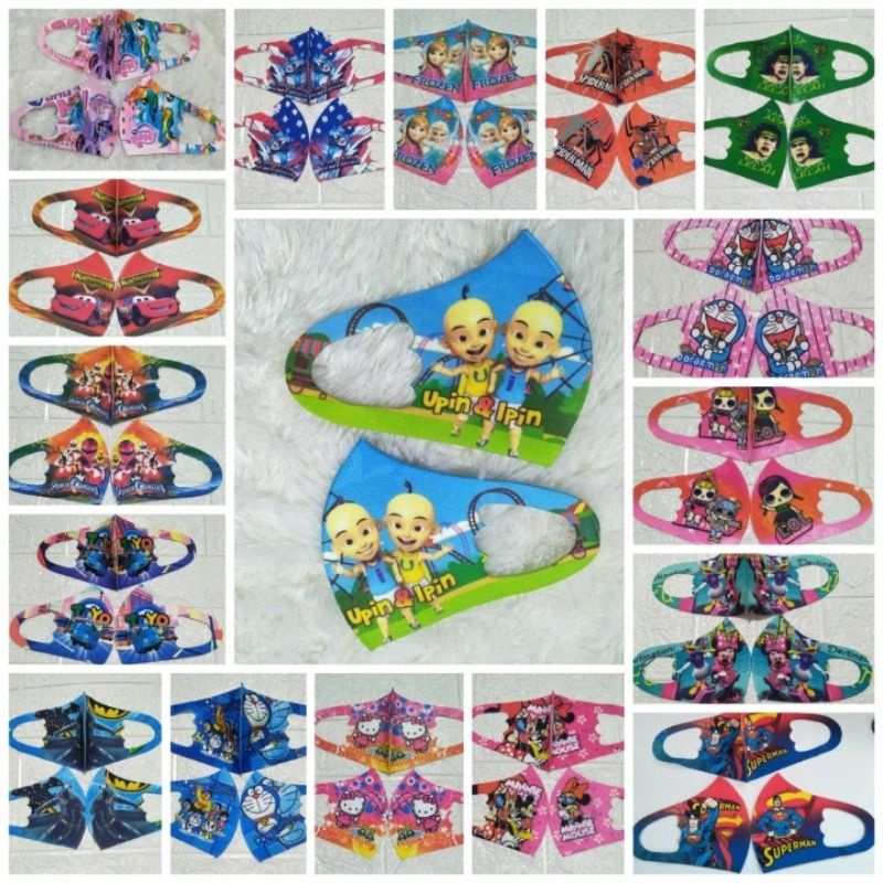 Masker Scuba Karakter Anak Motif Kartun Printing Lucu Masker Sekolah Scuba SD | SMP | SMA