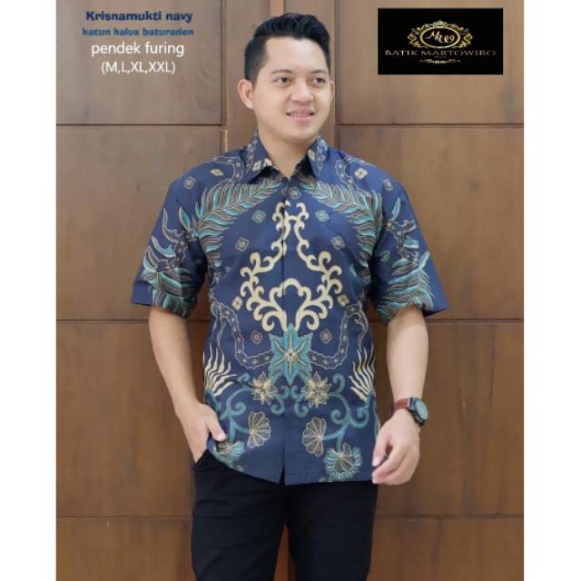Krisna mukti batik pria lengan pendek bahan katun batu raden full furing
