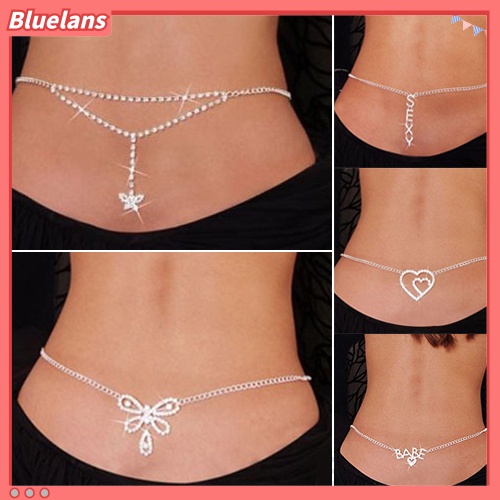 Bluelans Women Sexy Rhinestone Butterfly Dance Body Belly Waist Chain Fashion Jewelry