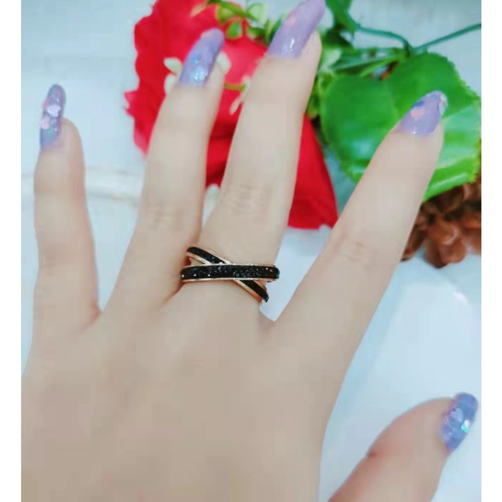 Cincin Titanium Mata Hitam Perhiasan Fashion 1239,1240